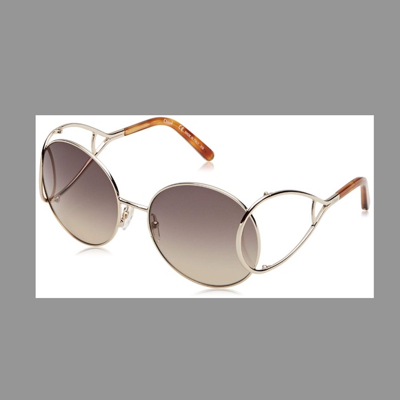 Authentic Chloe Jackson Oversized Gold Round Women Designer Sunglasses CE124S - Picture 2 of 6